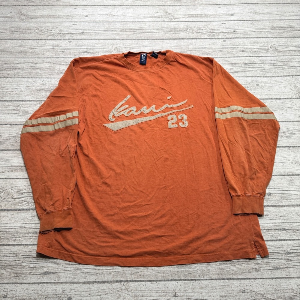Y2K Karl Kani Shirt Men's 2XL Orange Long Sleeve Relaxed Cotton Streetwear
